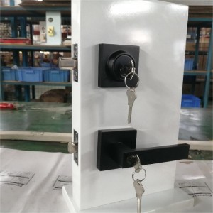 Lever Iontrála Cearnóige le Socraigh Deadbolt Sorcóra Aonair, Glas Doras Teaglama araon, Lockset Doras Iontrála tromshaothair, Pacáiste Dubh 1 Matte Black Pack