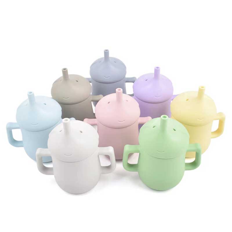 Bia Silicone Traw Traw Cups Kids Tapall Leanaí ag ól BPA Corn Snack Silicone Corn Corn Sippy Cupán Sippy le sealbhóir Láimhseálann Sealbhóir