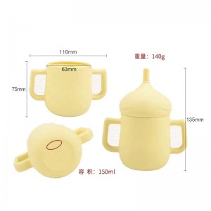 Bia Silicone Traw Traw Cups Kids Tapall Leanaí ag ól BPA Corn Snack Silicone Corn Corn Sippy Cupán Sippy le sealbhóir Láimhseálann Sealbhóir