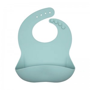 Leanbh silicone bib leanbh silicone soladach póca uiscedhíonach uiscedhíonach uiscedhíonach agus cruthúnas salachar bib leanbh