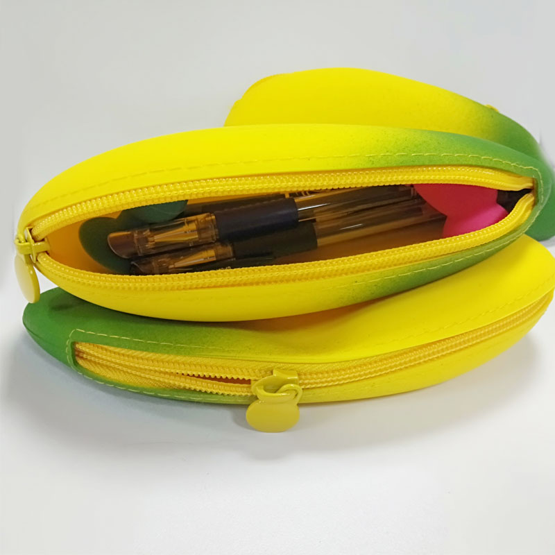 Cruth banana silicone gleoite peann luaidhe peann luaidhe pouch eochair -phouch, grád bia silicone uiscedhíonach agus durable