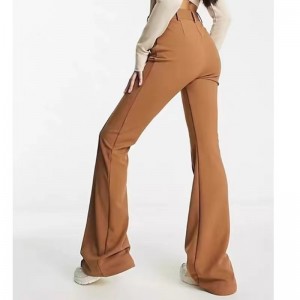 Pants ócáideacha ócáideach ard-waisted indath camel