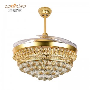 K006 lucht leanúna uasteorainn chandelier le solas le dath iargúlta 42 orlach 3 le Chandelier Fan Crystal Cainteoir
