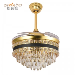 K012 lucht leanúna uasteorainn chandelier le solas le dath iargúlta 42 orlach 3 le Chandelier Fan Crystal Cainteoir