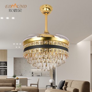 K012 lucht leanúna uasteorainn chandelier le solas le dath iargúlta 42 orlach 3 le Chandelier Fan Crystal Cainteoir