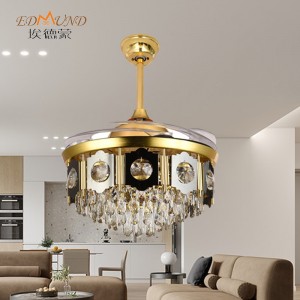 K013 lucht leanúna uasteorainn chandelier le solas le dath iargúlta 42 orlach 3 le Chandelier Fan Crystal Cainteoir