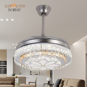 K016 lucht leanúna uasteorainn chandelier le solas le dath iargúlta 42 orlach 3 le Chandelier Fan Crystal Cainteoir