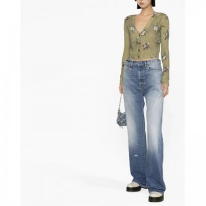 Dearthóir stíl faisin mórdhíola pullover geansaí muinchille fada