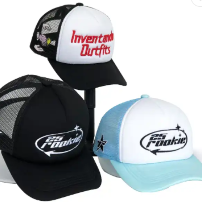 5 Painéal saincheaptha 3D bróidnéireacht priontáilte lógó priontála clóbhuailte bróidnithe bróidnithe foam puff priontála hataí trucker caipíní mogalra caipín spórt hata caipín