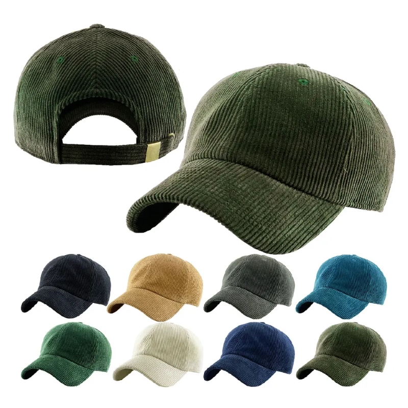 Corduroy Baseball Cap 6 Painéal Blank Daid Cap Spórt Spórt Lógó Bróidnéireachta Saincheaptha Hat Gheimhridh