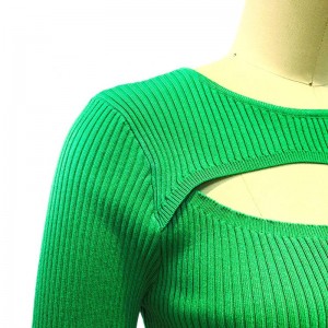 Criú datha soladach ócáideach muineál muineál geansaí sexy gúna mná éadaí cailíní pullover pullover muinchille fada cniotálaithe mná barrna mban