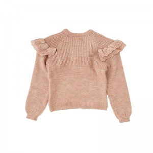 Muineál Babhta an Gheimhridh isnua le Flounce Cniotáilte Cniotáilte Geansaí Cailíní