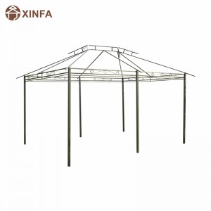 10 \'x 13\' \'Gazebo Pergola barr boga amuigh faoin aer le cuirtíní, fráma cruach 2 shraith gazebo do PATIO, Sage Gray
