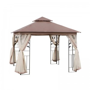 10 \'x 10\' Cruach PATIO Allamuigh Gazebo Ghairdín Ceannbhrat le cuirtíní mogalra inbhainte