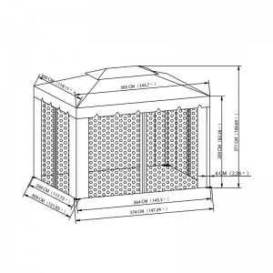 10 troigh x 12 troigh. Úsáid gníomhaíochta lasmuigh gazebo lenet mosquito, seacláid