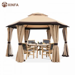 10 \'x10\' gazebos do patios gazebo heicseagánach amuigh faoin aer le cuirtíní líonta agus príobháideachta
