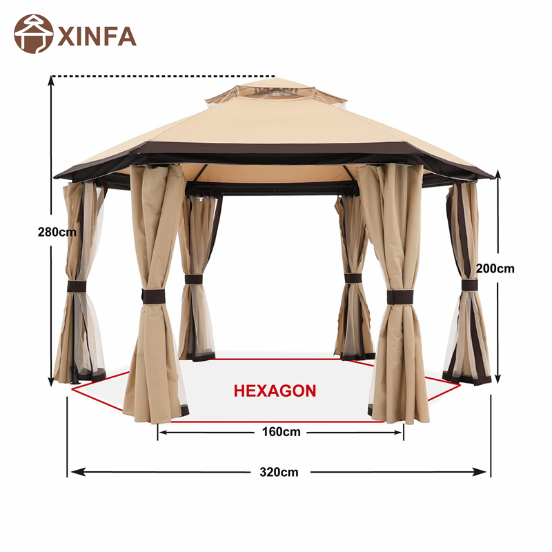 10 'x10' gazebos do patios gazebo heicseagánach amuigh faoin aer le cuirtíní líonta agus príobháideachta