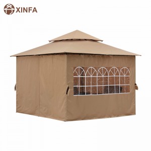 Gazebo amuigh faoin aer 10 \'10 ’do PATIO le ballaí fuinneoigena heaglaise, Brown