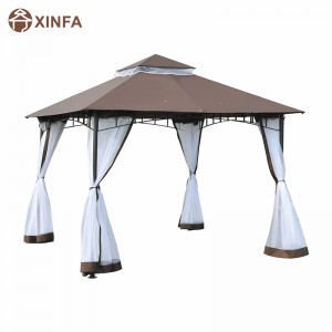 10 x 10 \'Puball ceannbhrat PATIO Allamuigh Gazebo le ballaí mogalra, ceannbhrat 2 shraith do chúlchlós, caife