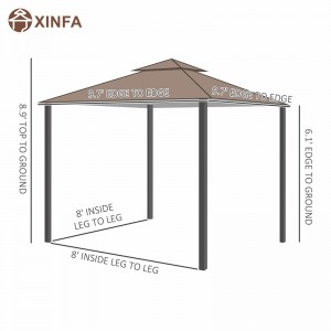10 x 10 \'Puball ceannbhrat PATIO Allamuigh Gazebo le ballaí mogalra, ceannbhrat 2 shraith do chúlchlós, caife