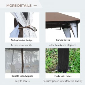 10 x 10 \'Puball ceannbhrat PATIO Allamuigh Gazebo le ballaí mogalra, ceannbhrat 2 shraith do chúlchlós, caife