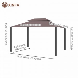 10 \'x 13\' PATIO Gazebo Díon Dúbailte Díon Dúbailte Allamuigh Fothain ceannbhrat le Líonta N Cuirtíní, Coffee