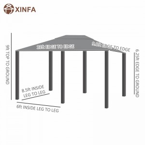 10 \'x 13\' foscadh ceannbhrat PATIO Allamuigh Gazebo le 6 bhalla inbhainte, liath