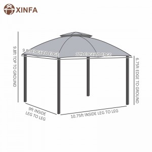 10 \'x 12\' \'Gazebo PATIO Allamuigh Gazebo Shelter Canopy Woler Díon Díon, Sidellalls Mogalra Zippered, Grey