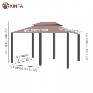 10 \'x 13\' \'Pergola Gazebo barr boga amuigh faoin aer le cuirtíní, gazebo fráma cruach 2 shraith do PATIO, khaki