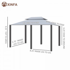 10 \'x 13\' fráma cruach 2 shraith gazebo le haghaidh pergola amuigh faoin aer pATIO bog le cuirtíní, sage liath