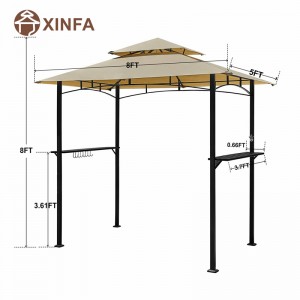 8 \'x 5\' ceannbhrat 2-sraith barr grill gazebo patio amuigh faoin aer foscadh gazebo gazebo le fráma cruach sturdy