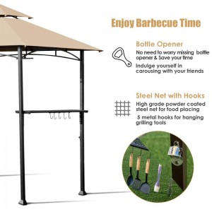 8 \'x 5\' ceannbhrat 2-sraith barr grill gazebo patio amuigh faoin aer foscadh gazebo gazebo le fráma cruach sturdy