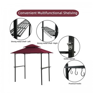 8 \'x 5\' CAOPAPY Barr Grill Gazebo Allamuigh PATIO Allamuigh Dídean gazebo le fráma cruach sturdy, dearg