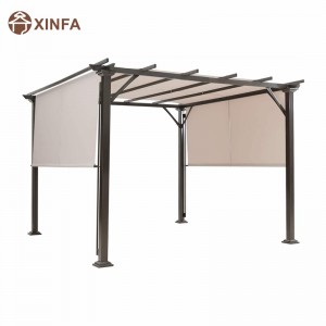 10 \'x 10\' Pergola lasmuigh, struchtúr scáth troscáin PATIO, cruach amuigh faoin aer pergola gazebo le dathanna ceannbhrat in -aisghabhála