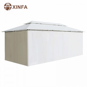 Clúdaíonn ceannbhrat gairdín só gazebo taobh amuigh faoin aer le cuirtín cruthúnas alúmanaim lobhadh