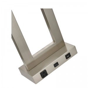 Lampa Tábla Solais Gatsby One Light le bailchríochnicile brushed, lasc rocker ar aghaidh, asraon áisiúil agus calafort USB