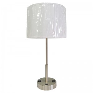 Stíl shimplí brushed Nicil Nicil Lampa Tábla Nightstand Lampa le cúpla lasc rockernoff agus dhá asraon áisiúil ag an seomra aoi
