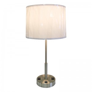Stíl shimplí brushed Nicil Nicil Lampa Tábla Nightstand Lampa le cúpla lasc rockernoff agus dhá asraon áisiúil ag an seomra aoi