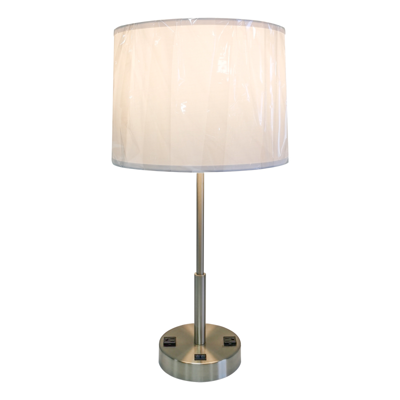 Stíl shimplí brushed Nicil Nicil Lampa Tábla Nightstand Lampa le cúpla lasc rockernoff agus dhá asraon áisiúil ag an seomra aoi