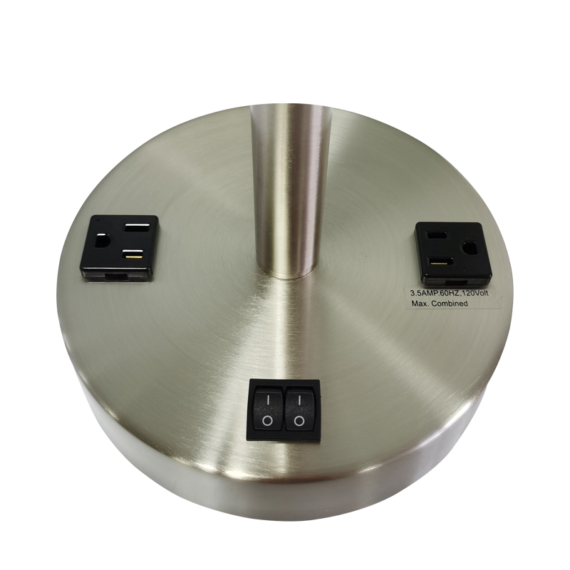 Stíl shimplí brushed Nicil Nicil Lampa Tábla Nightstand Lampa le cúpla lasc rockernoff agus dhá asraon áisiúil ag an seomra aoi