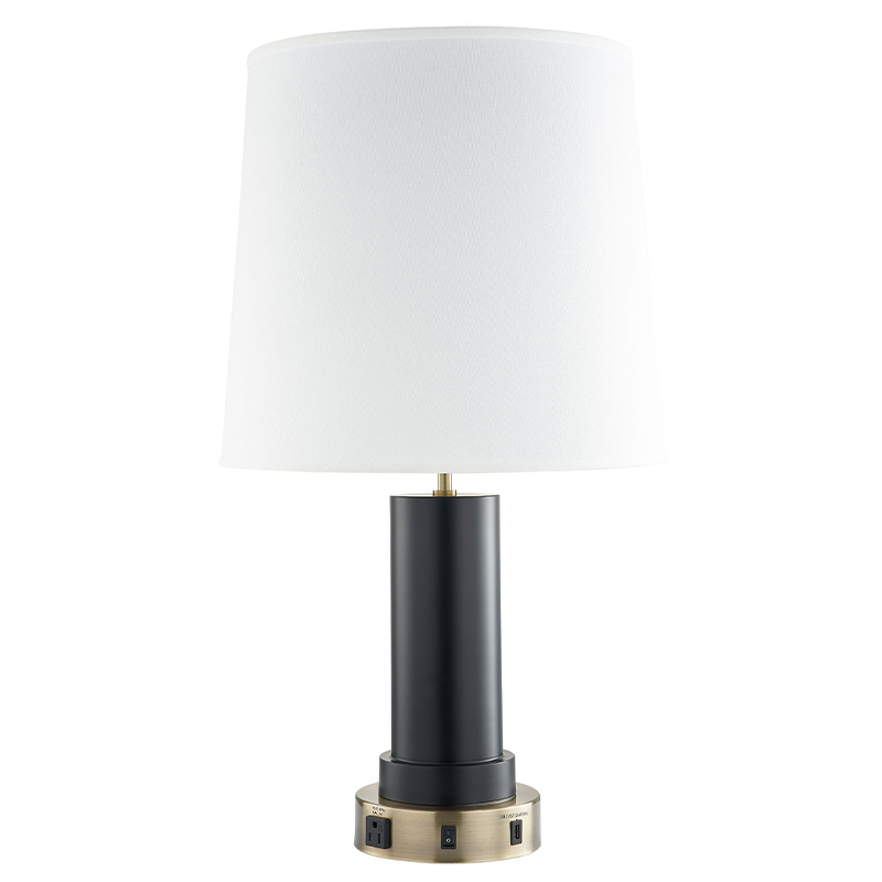 Lampa Oícheanta Custaim le Prás Antique and Black Críoch, A On NOFF Rocker Switch, Asraon Áisiúil agus calafort muirir USB ag an Seomra Aoi