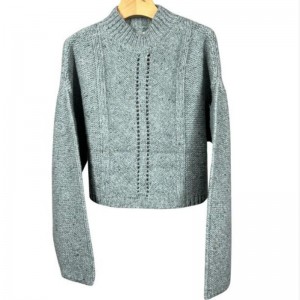 Titim barr geansaí mná cniotáilte ró -mhór geansaí