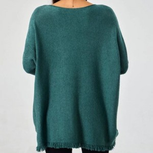 Pullover muinchille Ribbed RAW Hem Faisean Sweaters Mná