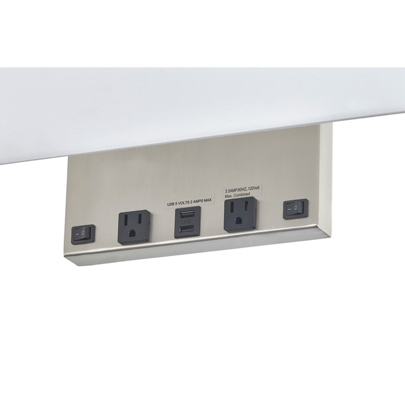 Lampa Balla Dronuilleogach Óstán Landing Óstán le bailchríochnicile brushed, dhá lasca rockernoff, dhá asraon áisiúil agus dé -chalafort USB ag seomra aíochta an óstáin