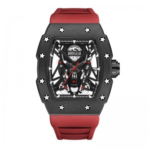 Baogela Silver Spórt Dubh Grianchloch Faire le haghaidh Fir Tonneau Diailigh Analógach Waterwatch Waterproof le Strap Strap Lámha Luminous 4145