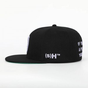 Saincheaptha 6 phainéal aicrileach dubh dúnta ar ais flex fit fit goraras caipín feistithe hata feistithe 3D lógó bróidnéireachta glas fo -bhroinn hip hop caipín snapback