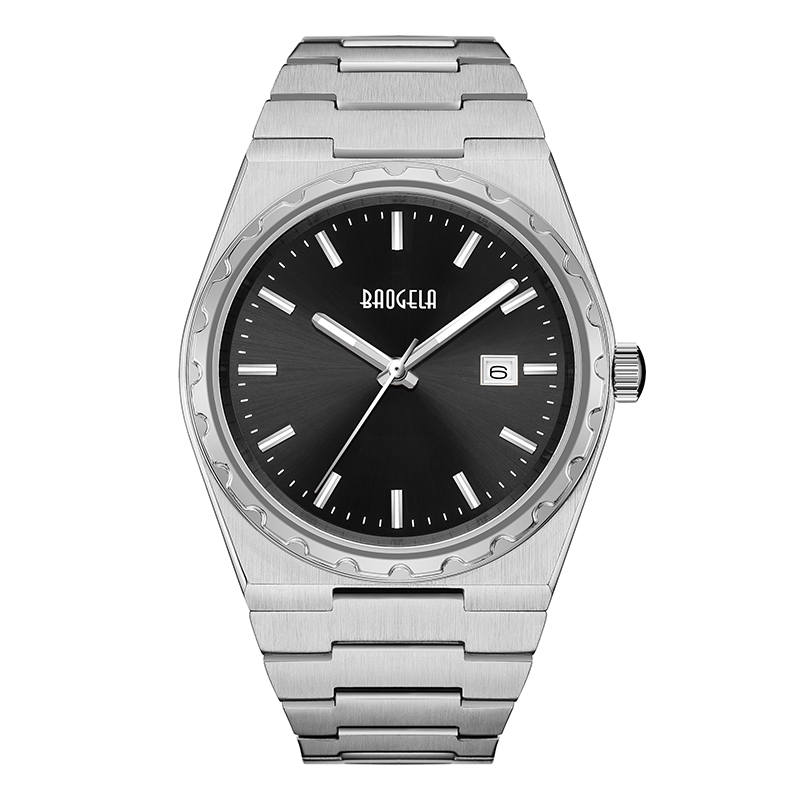 Baogela 40mm Brand All Gold Cruach dhosmálta Fir Wristwatch Gnó Clasaiceach 50m Uiscedhíonach Grianchloch Watch for Men 22801