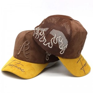 Saincheaptha Saincheaptha Suede Trucker Hat Lógó bróidnéireachta Brim Hataí Trucker Mogalra Cothrom