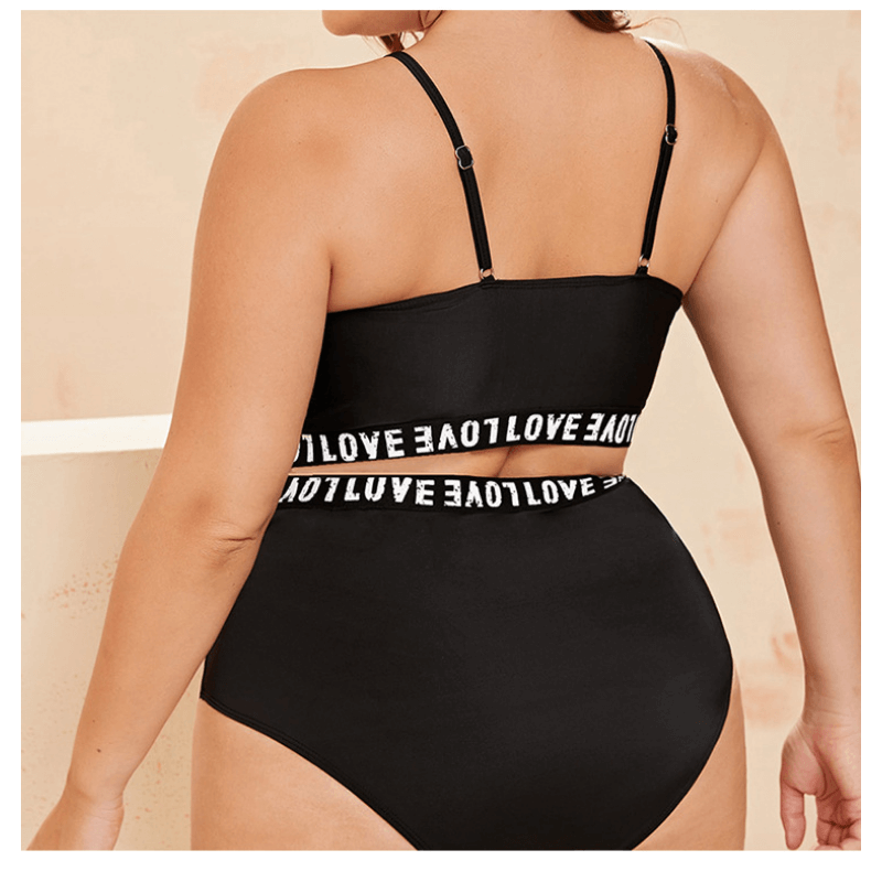 Bikini soladach ard waist móide swimsuits snámha litir ghrá