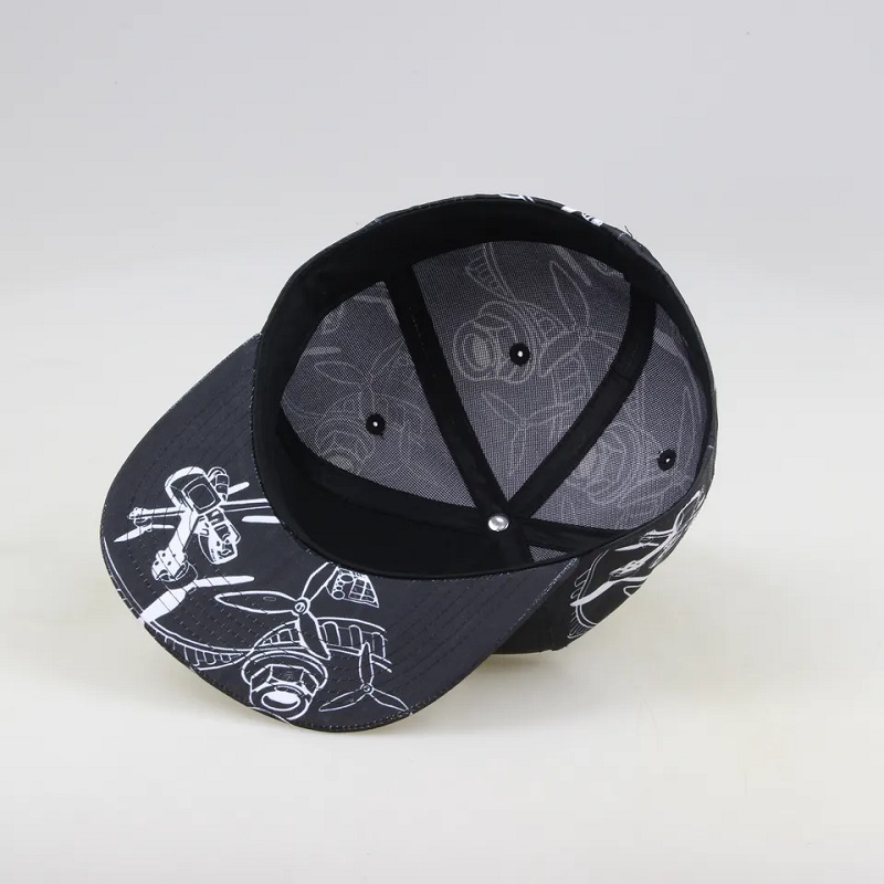 Faisean Mórdhíola Flat Brim Allover Sublimation Clóbhuailte 5 Painéal Caipíní agus hataí Snapback saincheaptha